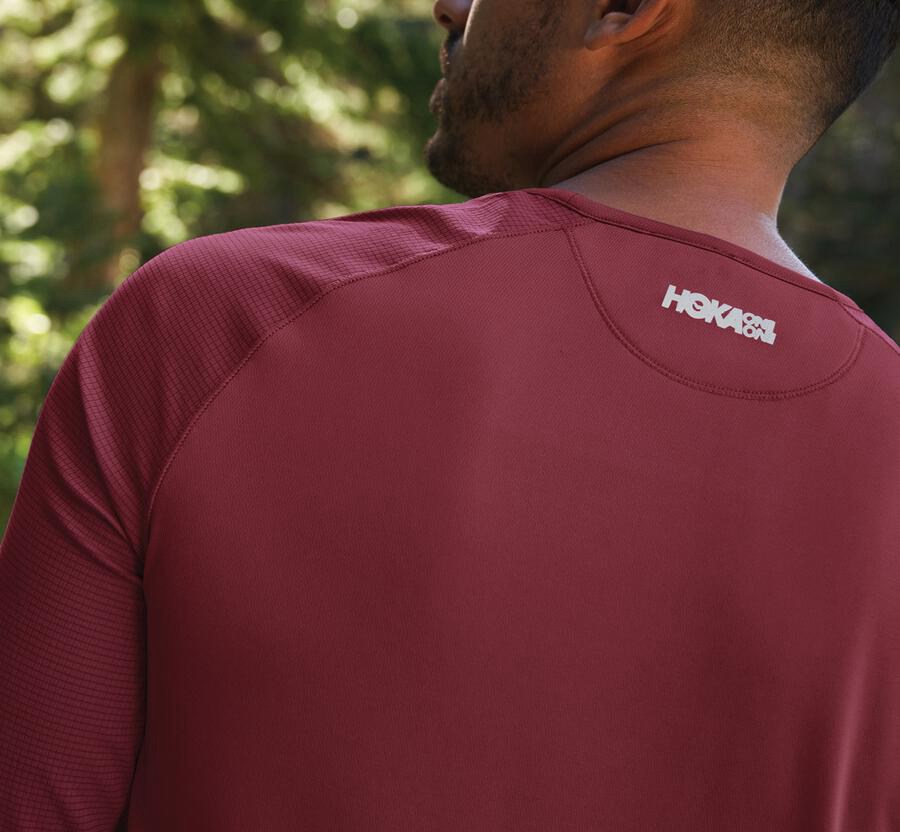 Top Hoka One One Hombre Marrom - Performance Long Sleeve - XICJ70624